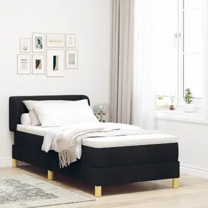 Кровать с матрасом VidaXL 90x190 см Черная ткань