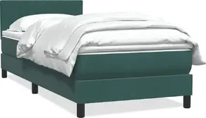 Кровать континентальная VidaXL с матрасом, темно-зеленый бархат, 80×220 см