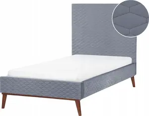 Кровать Beliani BAYONNE 90 x 200 см серый велюр