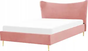 Кровать Beliani CHALEIX 160 x 200 см велюровая розовая
