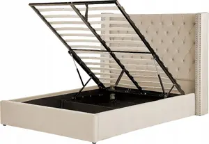 Кровать с ящиком Beliani LUBBON 140 x 200 см, велюровая обивка, бежевый