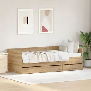 Дневная кровать VidaXL Dąb rzemieślniczy Sklejka 90 x 190 см — деревянный каркас, фанерные ламели