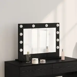 Mirror VidaXL dressing table mirror Black oak solid oak wood tempered glass