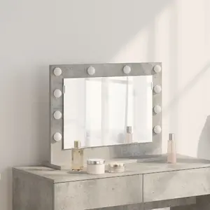Vanity Mirror VidaXL model 868312 — Gray Concrete Finish, Medium Size, Decorative Inset Panels