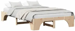 Каркас кровати VidaXL 120x200 см из цельной сосны, ламельный основание, натуральная отделка