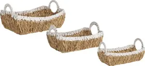Set of 3 Wicker Baskets Beliani CAMPHA — Light Water Hyacinth, Decorative Storage
