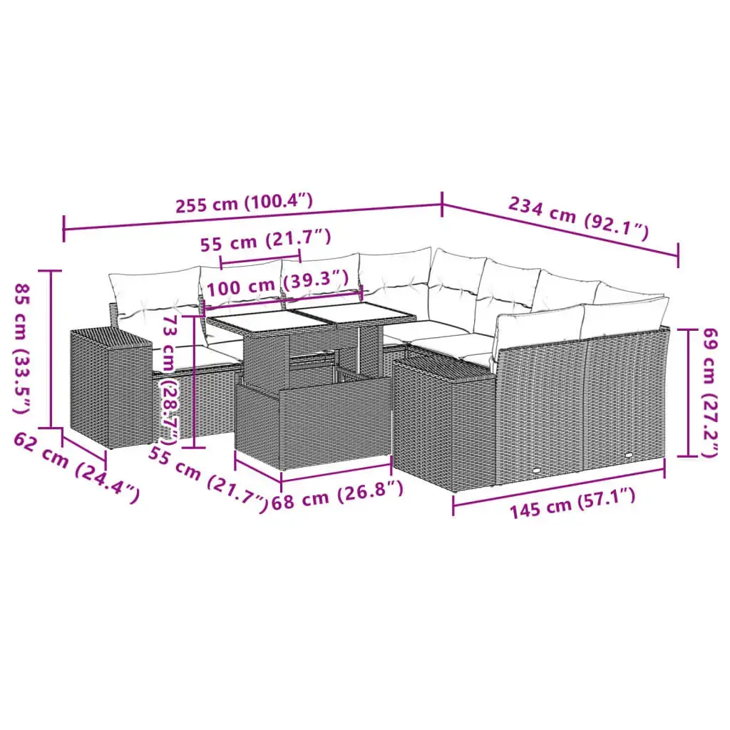 VidaXL уличный комплект мебели 3269063 — 9 предметов Photo 10