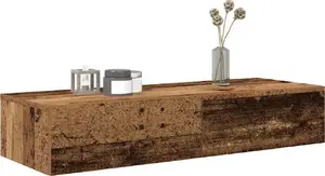 Sienas plaukts ar atvilktnēm VidaXL modelis 859993, veca koksne, 100 x 36 x 19 cm