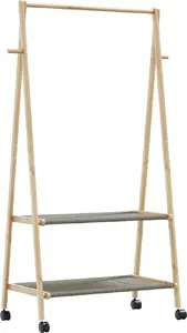 Напольная вешалка с полками и колесами VidaXL 96×45,5×155,5 см