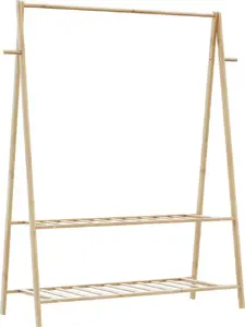 VidaXL бамбуковая вешалка с полками 132x45,5x150,5 см – напольная вешалка для одежды