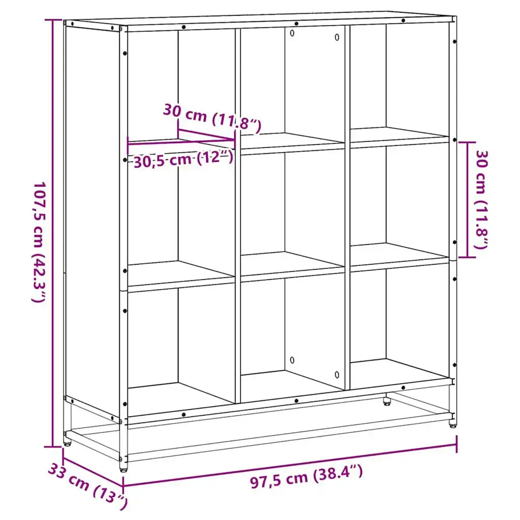 Книжный шкаф VidaXL 3300862 — дубовый, металлический каркас Photo 9