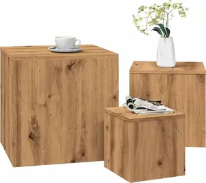 Blakus galdiņu komplekts (3 gab.) VidaXL, Oak Artisan apdare, koksnes izcelsmes materiāls