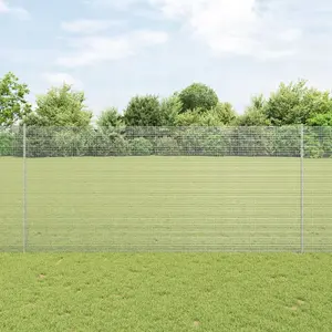 Сварная проволочная ограда VidaXL с 22 серебристыми столбами 1,4 x 25 м сталь
