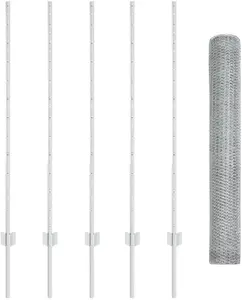 VidaXL žogu stabi U‑Channel 60 cm cinkots tērauds, 11 gab. komplekts hex žogam 0,6×25 m