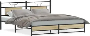 Каркас кровати VidaXL 160x200 см, цвет дуб сонома, без матраса