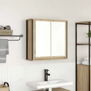 Sienas vannas istabas skapītis ar spoguli VidaXL modelis 861898, Sonoma ozola apdare, 60×21×60 cm