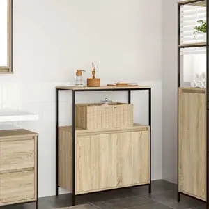 Шкаф для ванной VidaXL модель 861918, цвет дуб Sonoma, 76,5×35×95 см, открытые полки