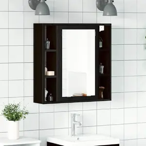 Шкафчик для ванной с зеркалом VidaXL модель 862228, черный дуб, 60x16x60 см