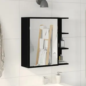 Vannas istabas skapis ar spoguli VidaXL modelis 862523, melnā ozola inženierkoksne un stikls