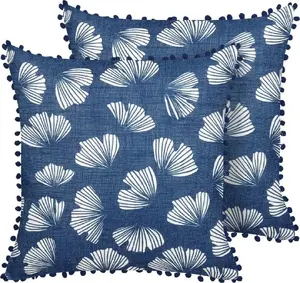 Декоративные подушки Beliani DANDELION 45 x 45 см, синие и белые, набор из 2 шт.