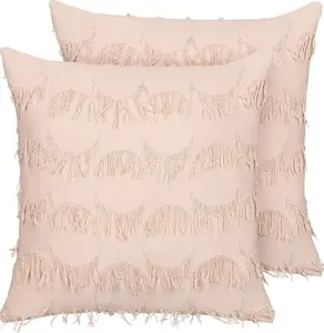 Декоративные подушки Beliani AGASTACHE 45 x 45 см, набор 2 шт., розовые с бахромой
