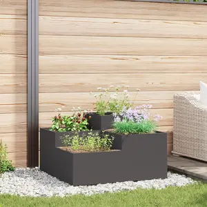 Puķu pods VidaXL modelis 865841 Melna auksti velmēta tērauda 80×80×48 cm