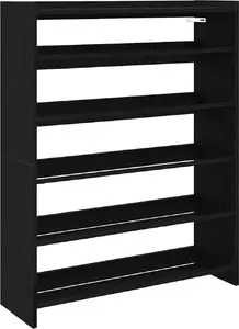 Стойка для обуви VidaXL 80x25x100 см, черная, древесноподобный материал