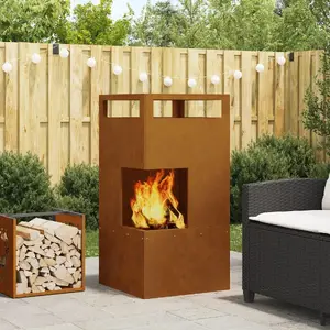 Уличный очаг VidaXL наружный камин коричневый железный 50 x 50 x 100 см
