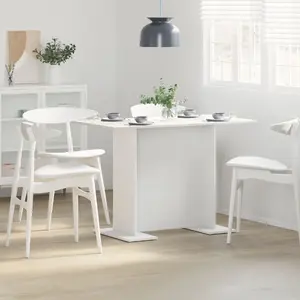 Ēdamistabas galds VidaXL 110×60×75 cm, inženierkoks, balts