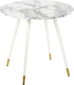 Dining table Beliani GUTIERE round Ø 80 cm marble effect white
