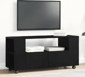 ТВ-тумба на колесах VidaXL модель 862479, цвет чёрный дуб, 102 x 34,5 x 43 см