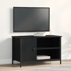 Тумба под телевизор VidaXL 80x40x50 см, инженерная древесина и сталь, Черный дуб