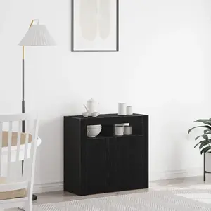 Шкаф с LED-подсветкой VidaXL 80×35×75 см, черный дуб