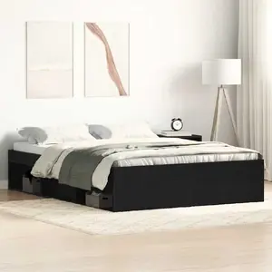Каркас кровати VidaXL модель 3329338, черный дуб, для матраса 140x190 см