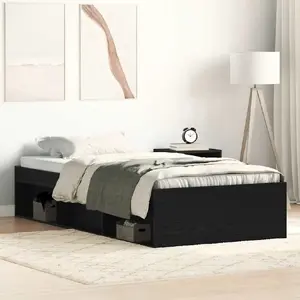 Каркас кровати VidaXL модель 3329311, отделка черный дуб, 75x190 см, без матраса