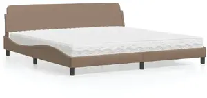 Кровать с матрасом VidaXL 200x200 см, обивка из искусственной кожи цвет капучино