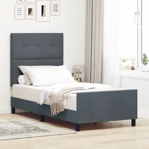 Кровать VidaXL 100x200 см темно‑серый велюр — обитая кроватная рама, 100×200 см