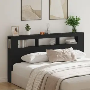 Кровать с ящиком и LED-подсветкой VidaXL 200 x 18,5 x 103,5 см Черный дуб