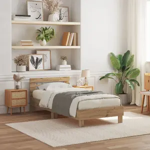 Кровать с LED-подсветкой VidaXL Artisan Oak 75x190 см из инженерной древесины