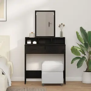 Toletablete VidaXL 865137 melnā ozola MDF ar stiklu, 79×41×140 cm
