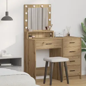 Туалетный стол с LED-подсветкой VidaXL 79x41x135 см Дуб Artisan