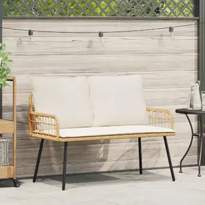 Bench VidaXL model 4108262 — brown, cream and black upholstery — multi-seat indoor/outdoor seating