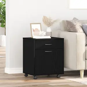 Riteņiem aprīkots skapis VidaXL modelis 862670, inženierkoks ar melnā ozola apdari, 45×38×54 cm