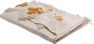 Хлопковый плед Beliani Adoni 130 x 180 см, бежевый с желтым