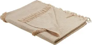 Cotton Throw Blanket Beliani Jaunpur 130 x 180 cm Beige