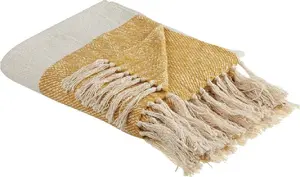Blanket Beliani SALME 130 x 170 cm beige‑orange, throw blanket