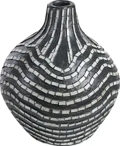 Dekoratīvs terakotas vāze Beliani KUALU 35 cm, melnbalta