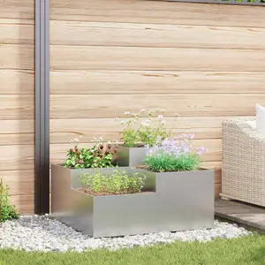 Кашпо VidaXL стальное оцинкованное 100 x 100 x 48 см серое