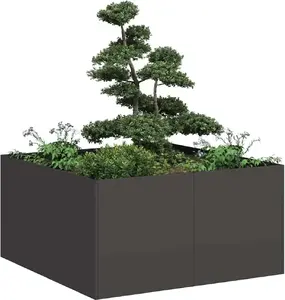 Puķu pods VidaXL 80×80×40 cm melna auksti valcēta tērauda