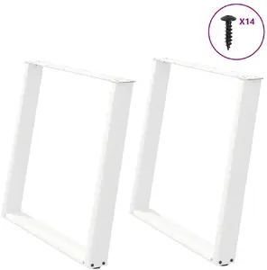 Dining table legs VidaXL set of 2, white steel, adjustable 90 x (72–73) cm